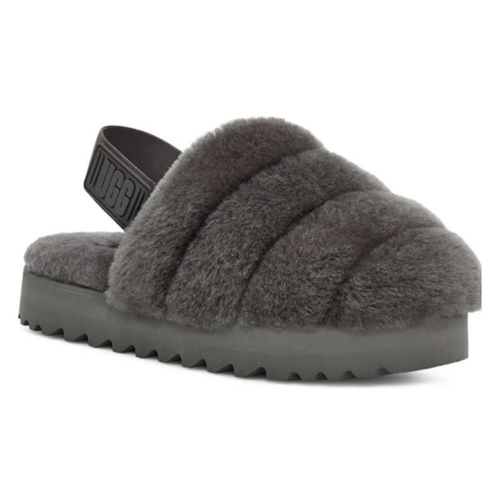 NEW UGG Sizes 8, 10 Super Fluff Genuine Shearling Slingback Slipper, Charcoal